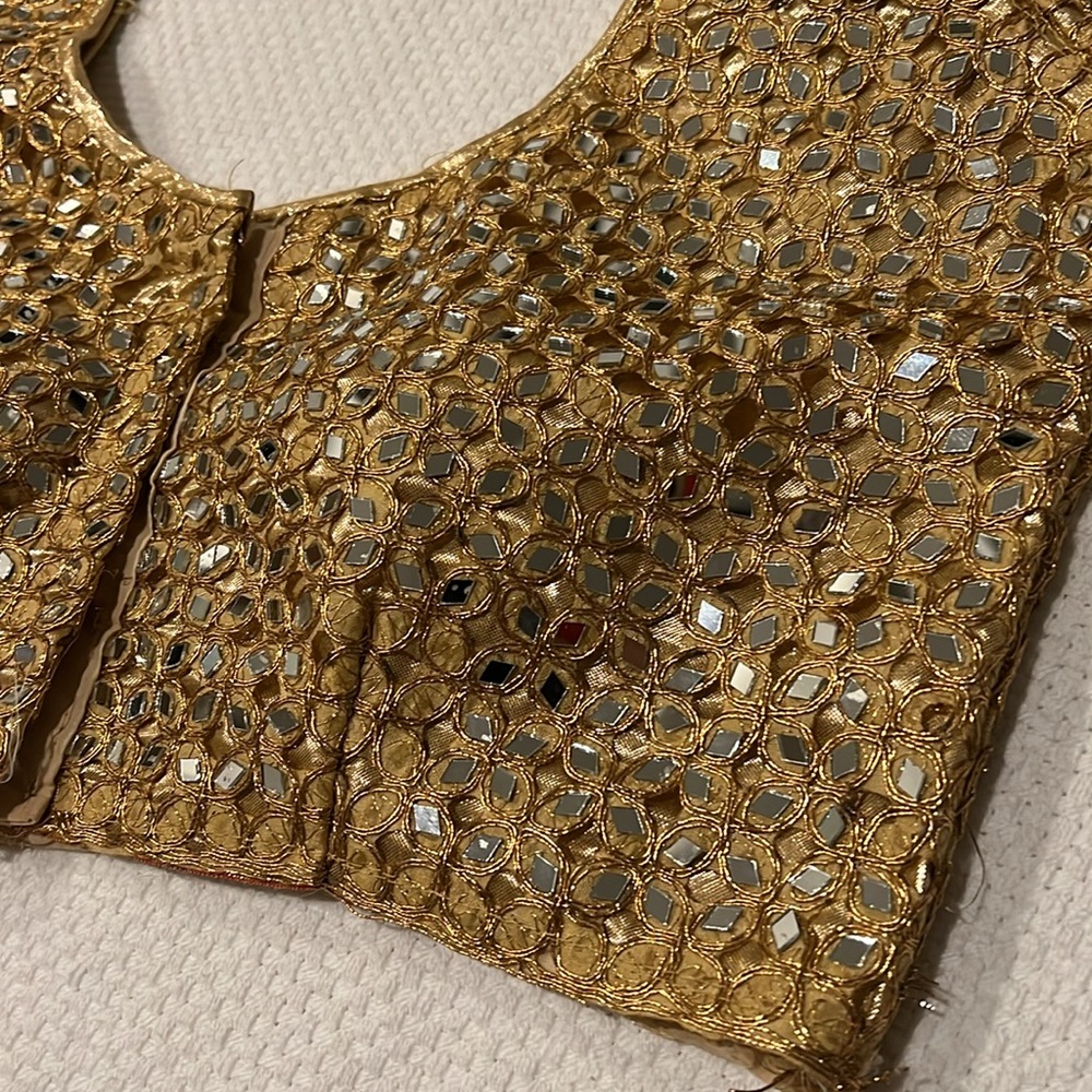 Heavy real mirror work blouse